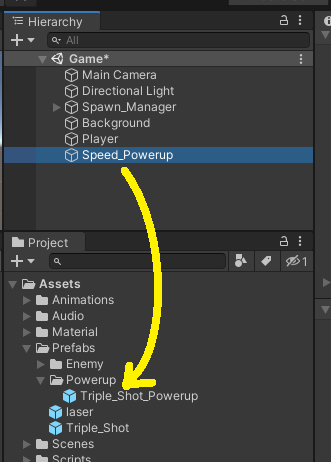 Speed_Powerup dragged to parent folder